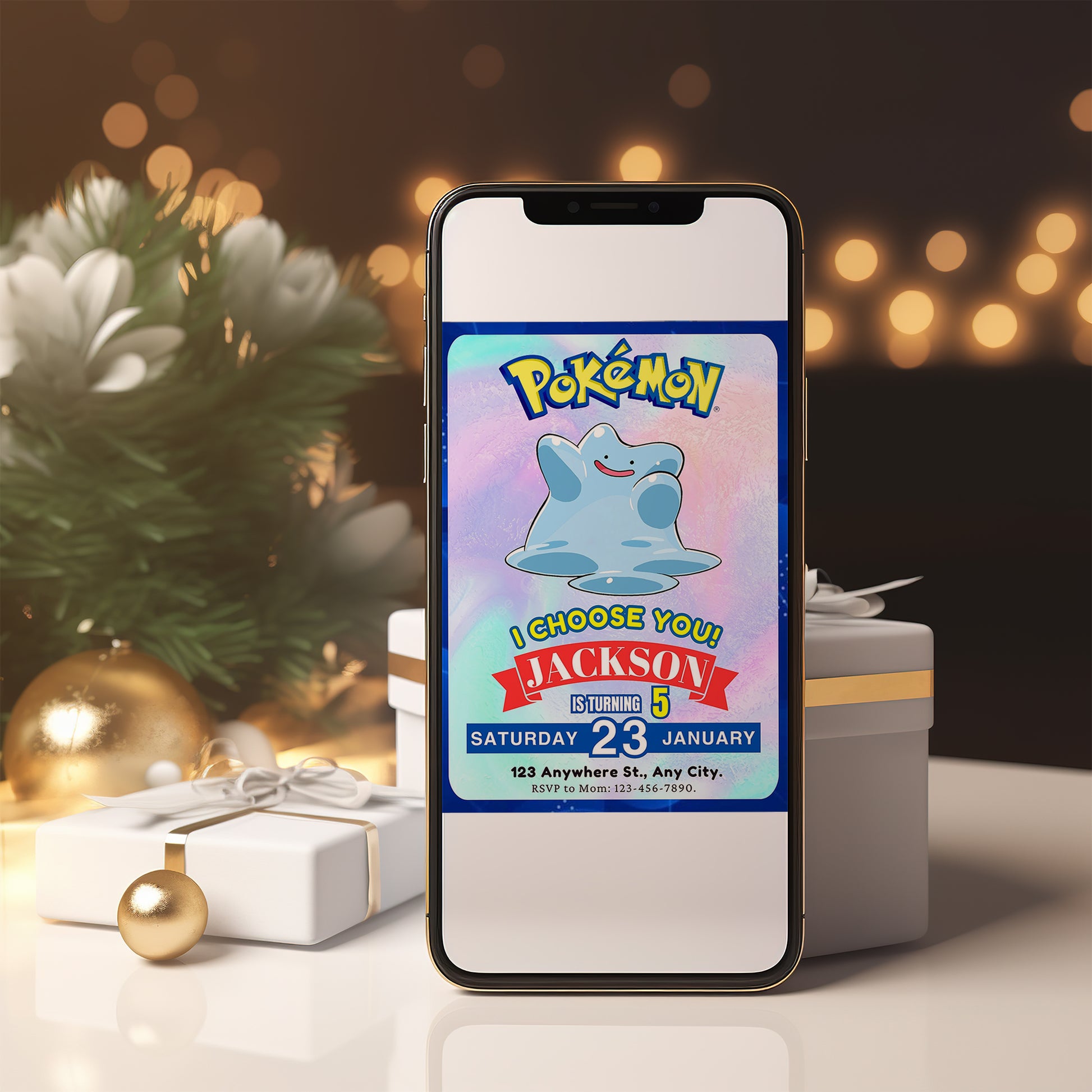 Ditto Invitation Template | Pokemon Birthday Invite - CreativeRino