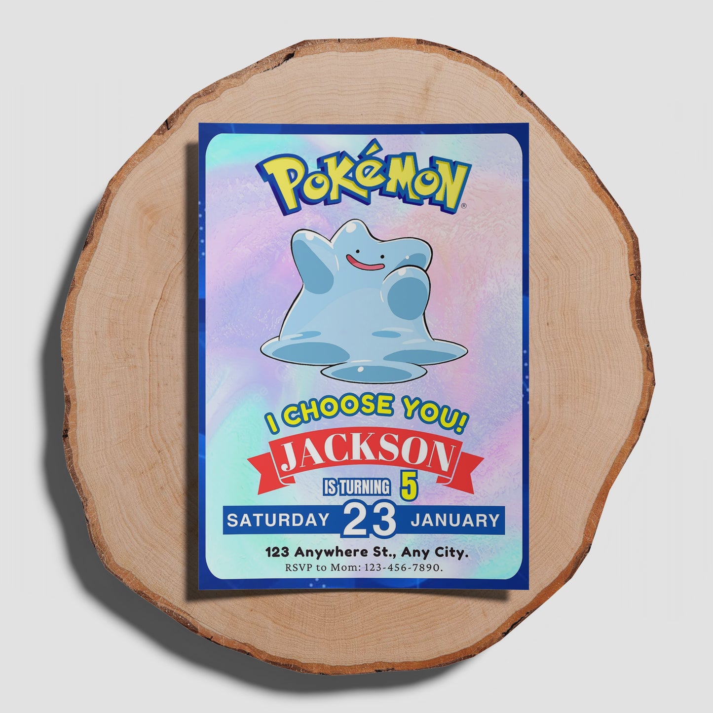 Ditto Invitation Template | Pokemon Birthday Invite - CreativeRino