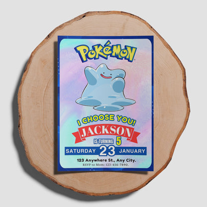 Ditto Invitation Template | Pokemon Birthday Invite - CreativeRino