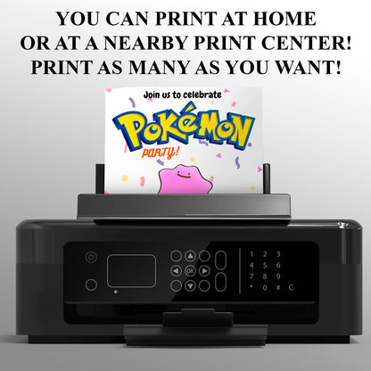 Ditto Birthday Invitation Template | Pokemon Invite - CreativeRino