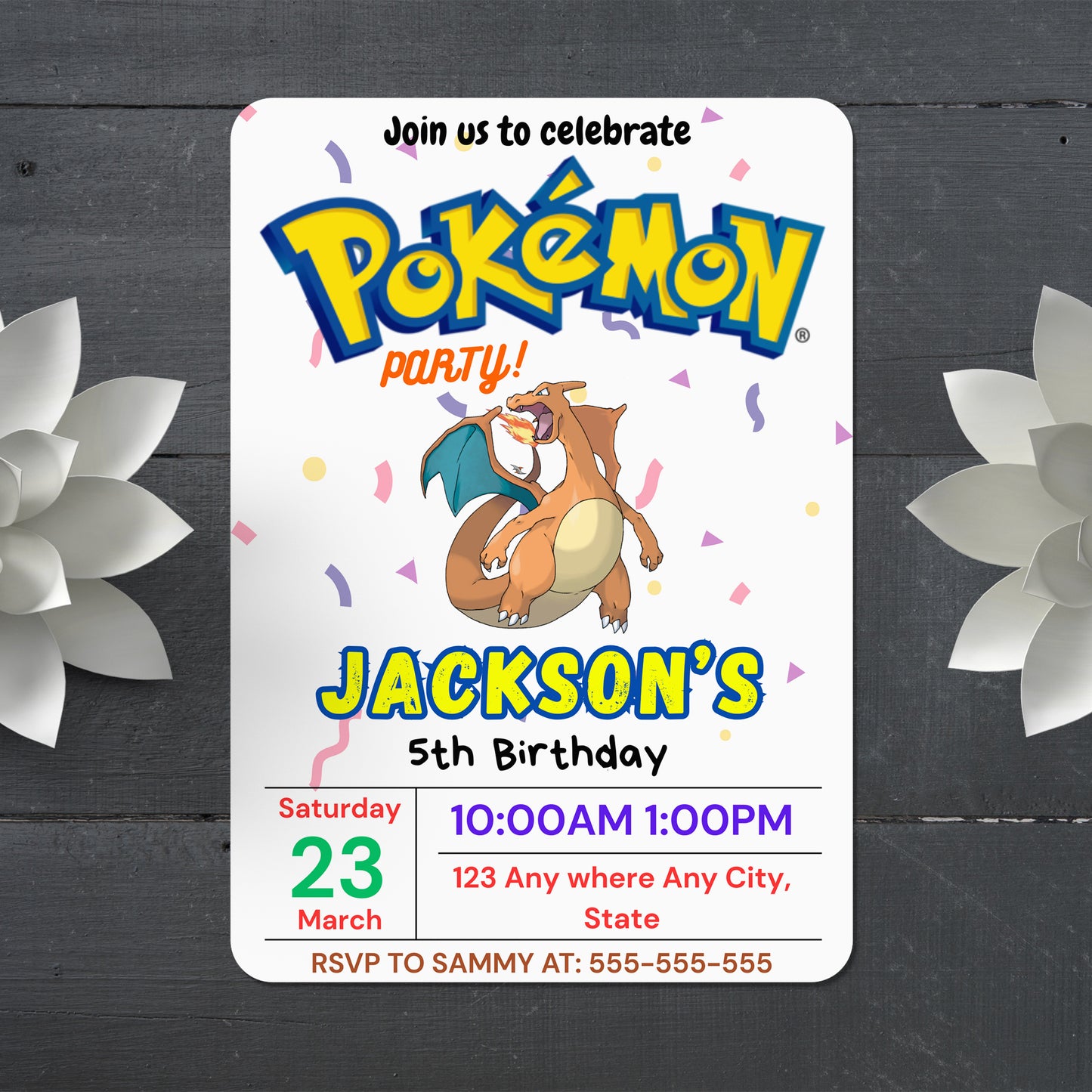 Charizard Birthday Invitation Template | Pokemon Invite - CreativeRino