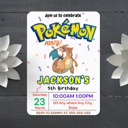 Charizard Birthday Invitation Template | Pokemon Invite - CreativeRino