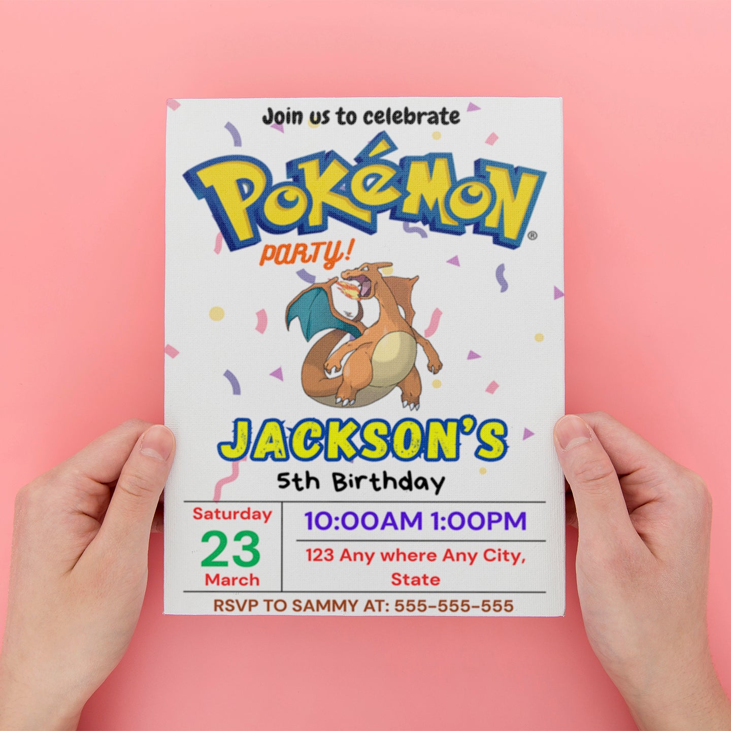 Charizard Birthday Invitation Template | Pokemon Invite - CreativeRino