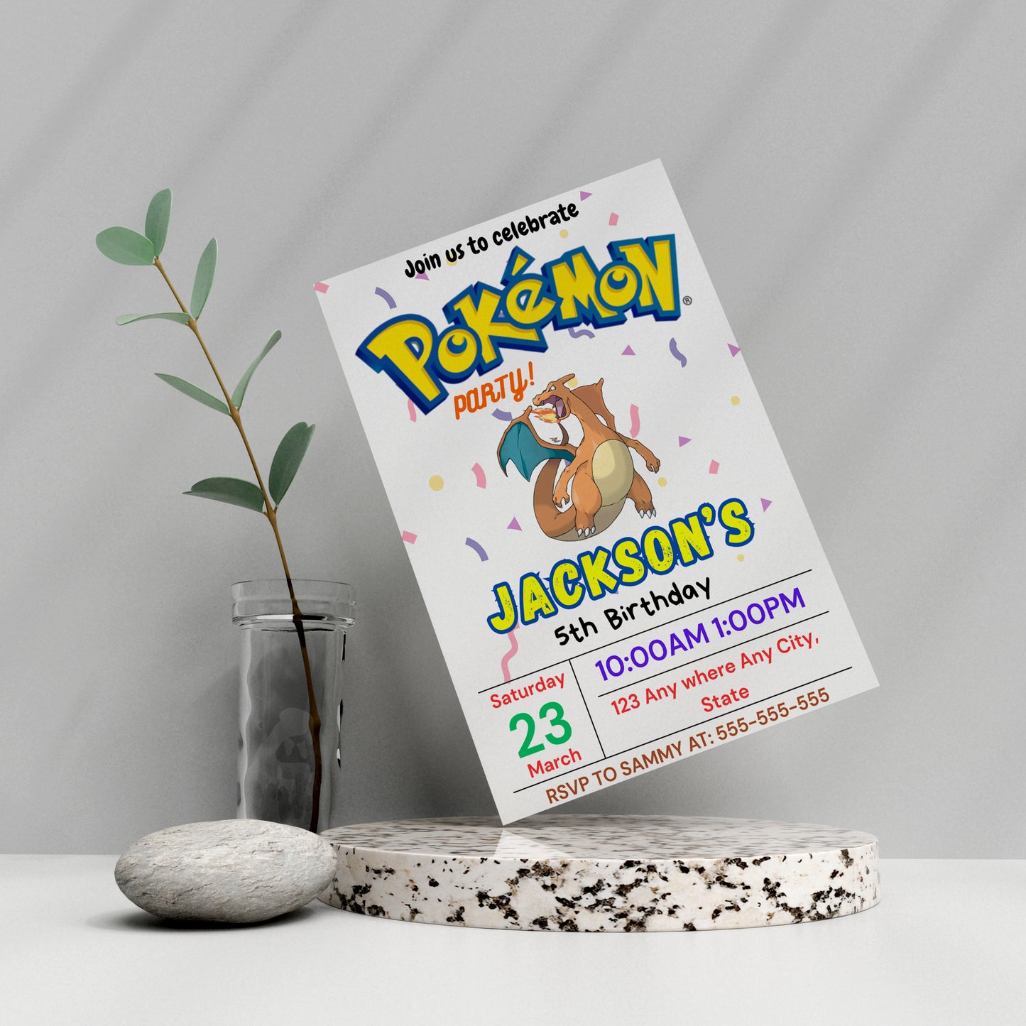 Charizard Birthday Invitation Template | Pokemon Invite - CreativeRino