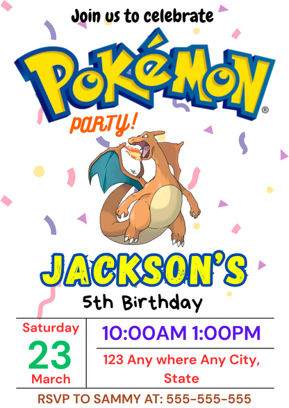 Charizard Birthday Invitation Template | Pokemon Invite - CreativeRino