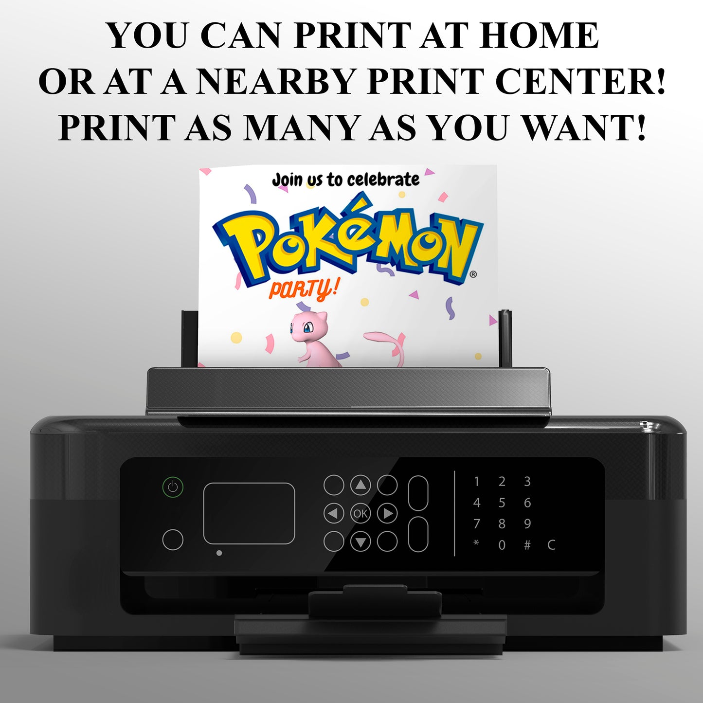 Mew Birthday Invitation Template | Pokemon Invite - CreativeRino