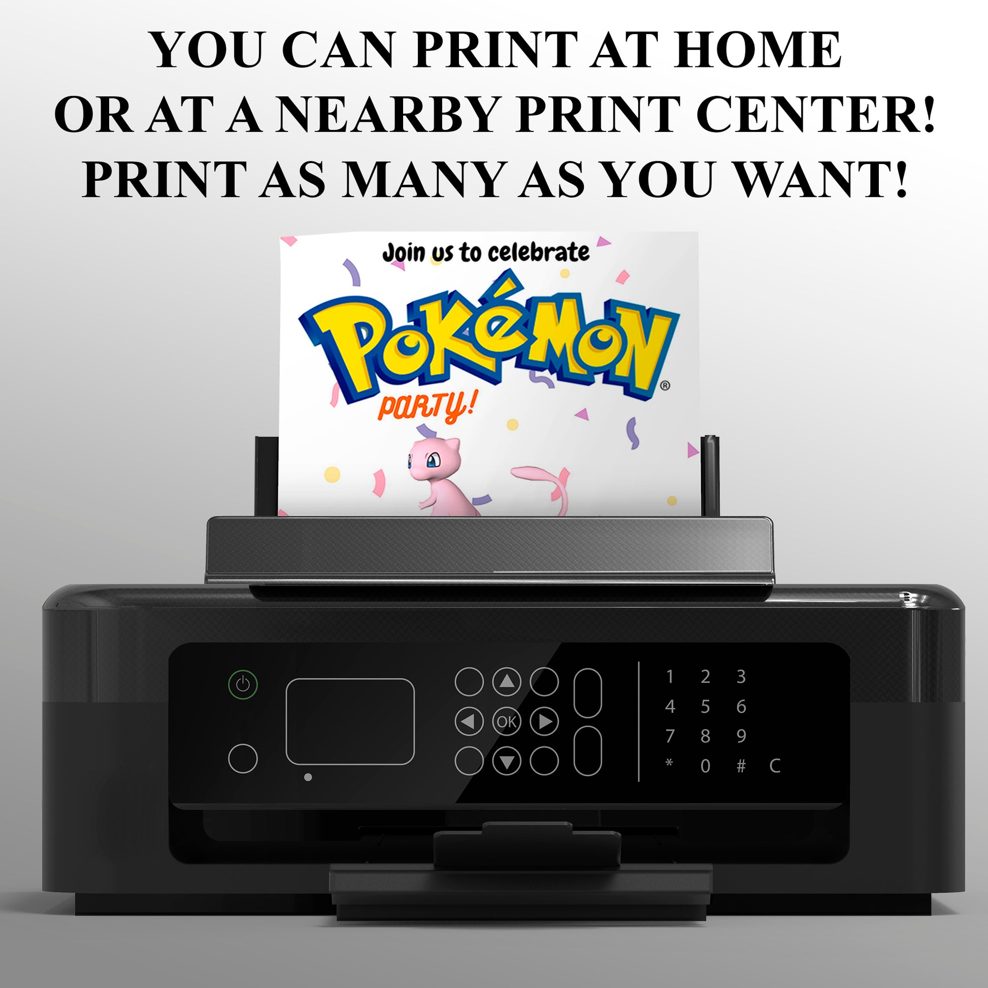 Mew Birthday Invitation Template | Pokemon Invite - CreativeRino
