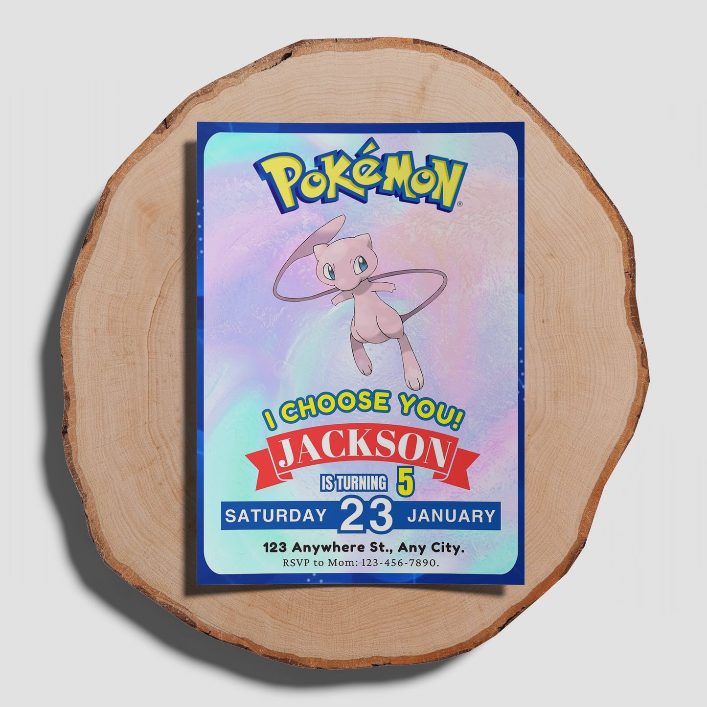 Mew Invitation Template | Pokemon Birthday Invite - CreativeRino