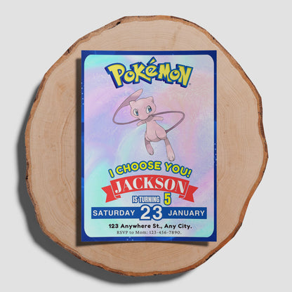 Mew Invitation Template | Pokemon Birthday Invite - CreativeRino