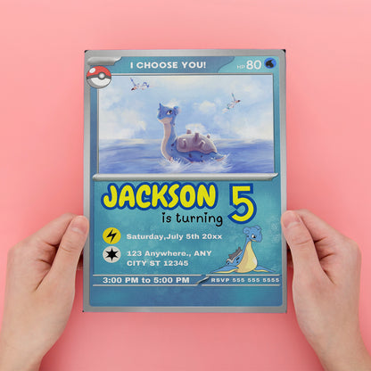 Lapras Invitation Template | Pokemon Card Birthday Invite - CreativeRino