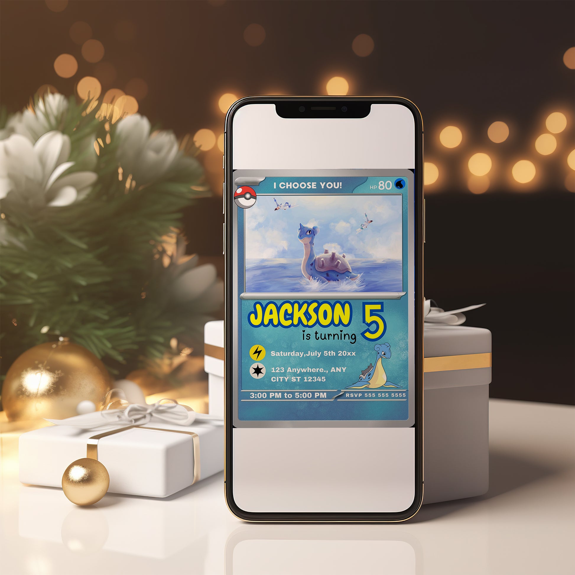 Lapras Invitation Template | Pokemon Card Birthday Invite - CreativeRino