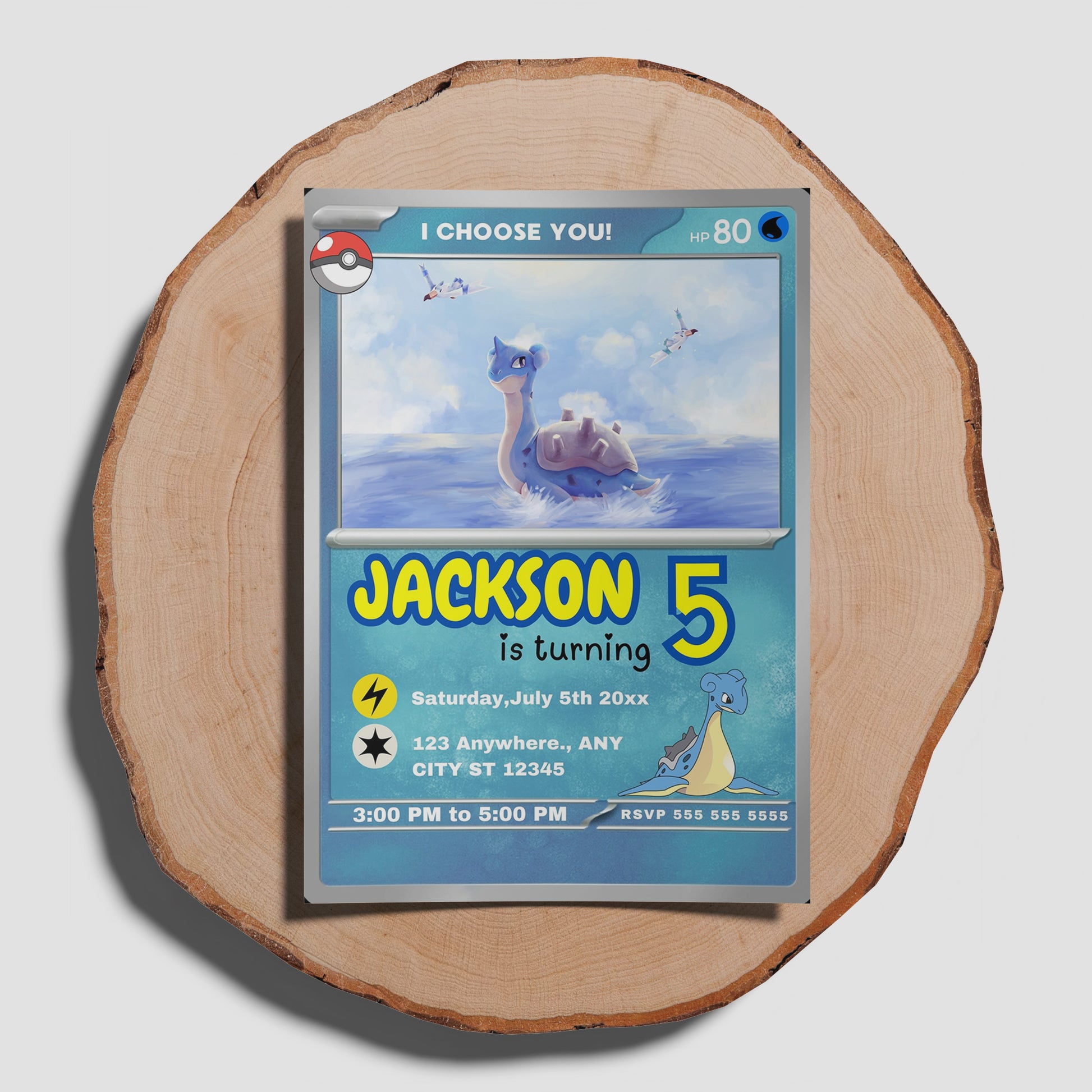 Lapras Invitation Template | Pokemon Card Birthday Invite - CreativeRino