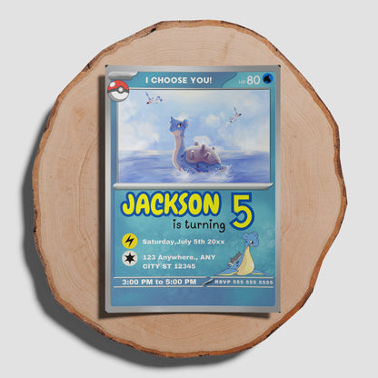 Lapras Invitation Template | Pokemon Card Birthday Invite - CreativeRino