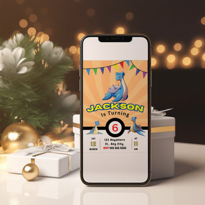 Lapras Pokemon Birthday Party Invitation Template - CreativeRino