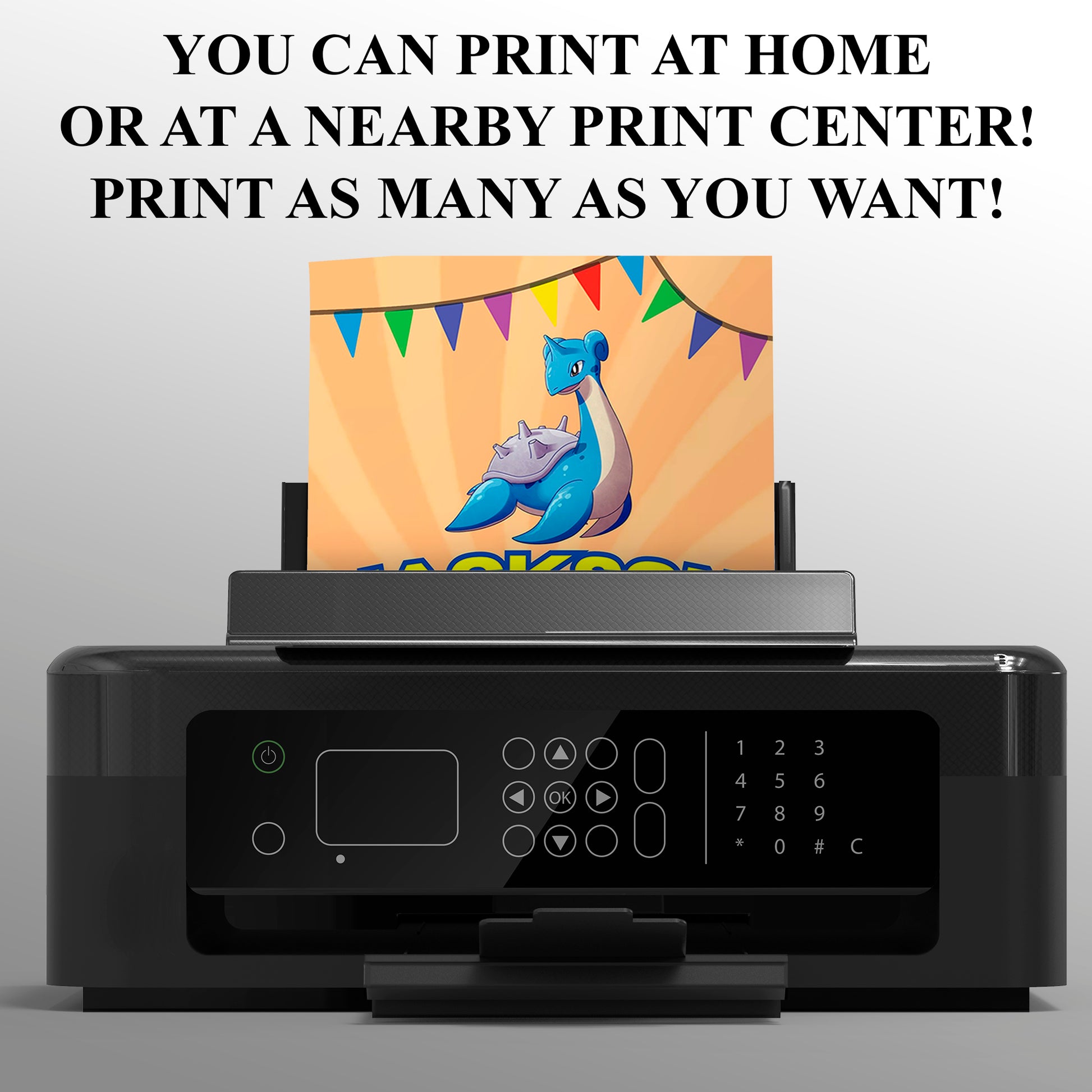 Lapras Pokemon Birthday Party Invitation Template - CreativeRino