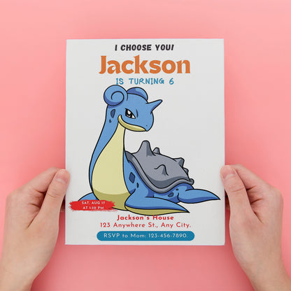Lapras Birthday Party Invitation Template | Pokemon Invite - CreativeRino
