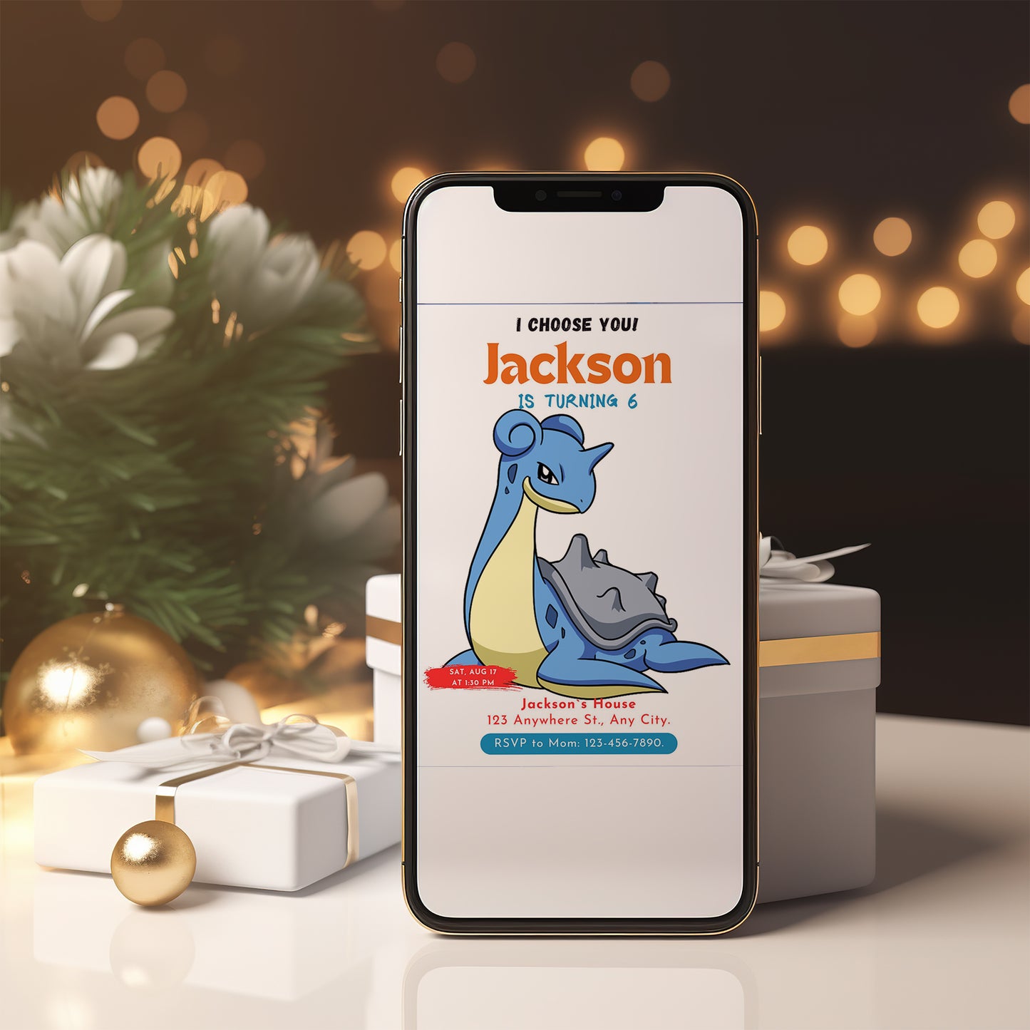 Lapras Birthday Party Invitation Template | Pokemon Invite - CreativeRino