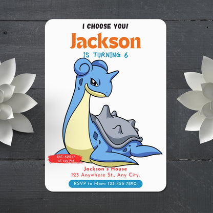 Lapras Birthday Party Invitation Template | Pokemon Invite - CreativeRino