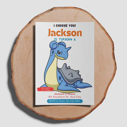 Lapras Birthday Party Invitation Template | Pokemon Invite - CreativeRino