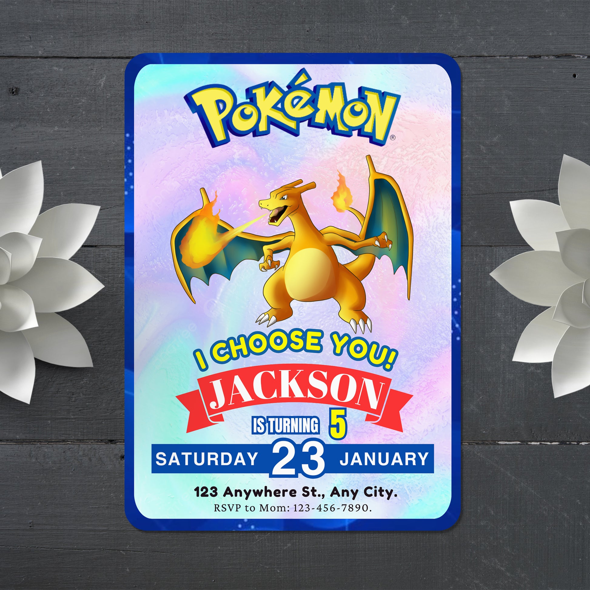 Charizard Invitation Template | Pokemon Birthday Invite - CreativeRino
