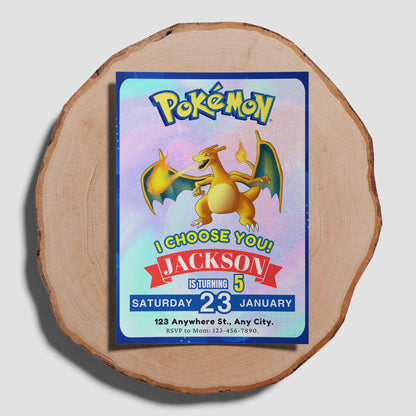 Charizard Invitation Template | Pokemon Birthday Invite - CreativeRino