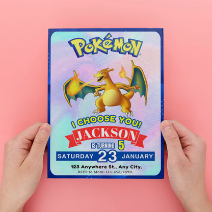Charizard Invitation Template | Pokemon Birthday Invite - CreativeRino