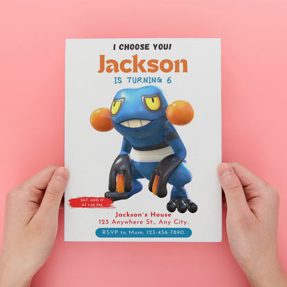 Croagunk Birthday Party Invitation Template | Pokemon Invite - CreativeRino