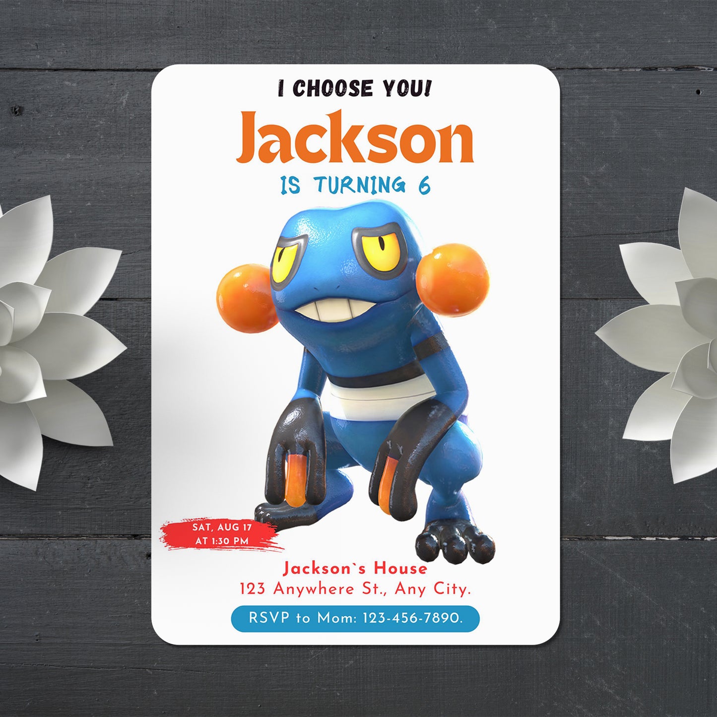 Croagunk Birthday Party Invitation Template | Pokemon Invite - CreativeRino