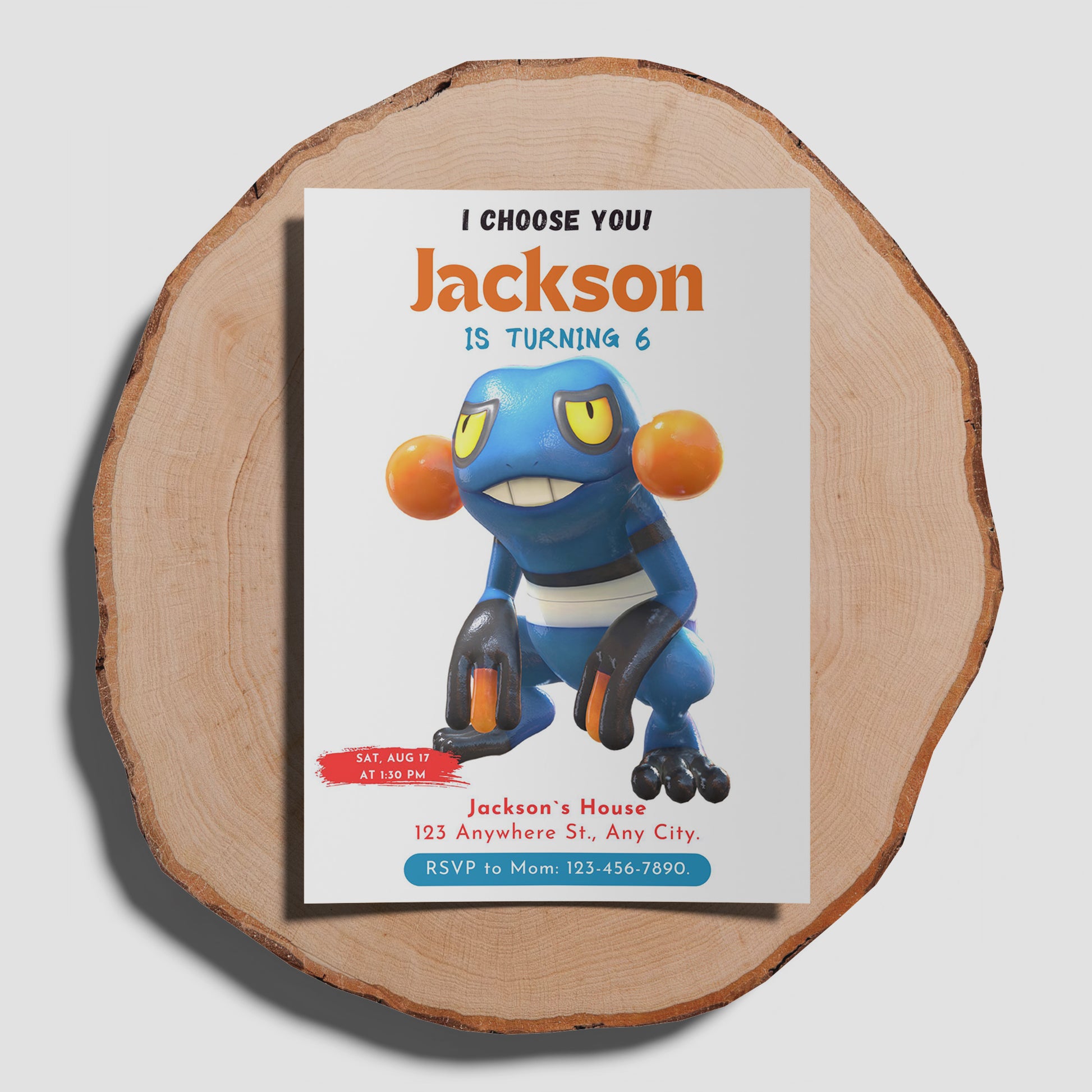 Croagunk Birthday Party Invitation Template | Pokemon Invite - CreativeRino