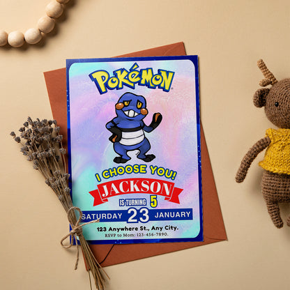 Croagunk Invitation Template | Pokemon Birthday Invite - CreativeRino