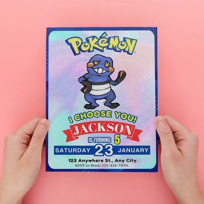 Croagunk Invitation Template | Pokemon Birthday Invite - CreativeRino