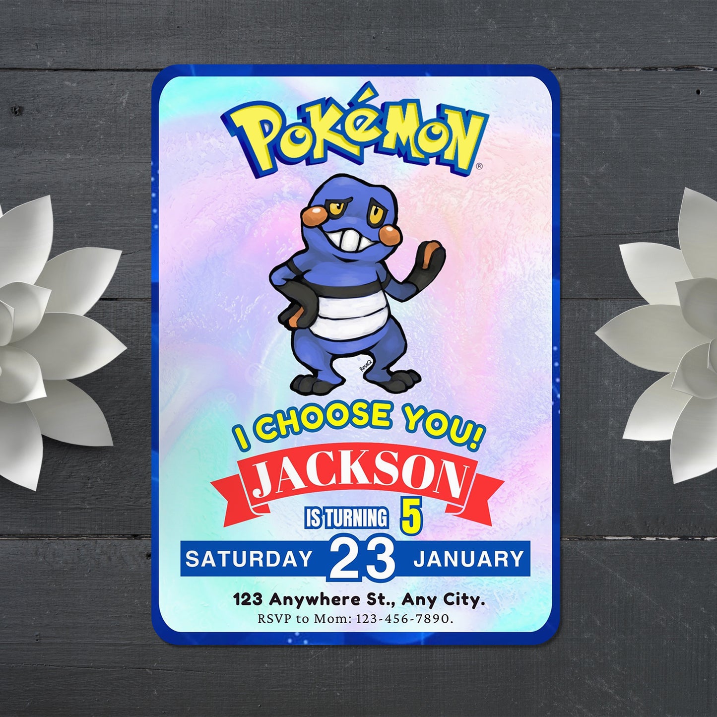 Croagunk Invitation Template | Pokemon Birthday Invite - CreativeRino
