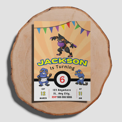 Croagunk Pokemon Birthday Party Invitation Template - CreativeRino