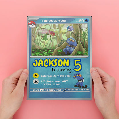 Croagunk Invitation Template | Pokemon Card Birthday Invite - CreativeRino