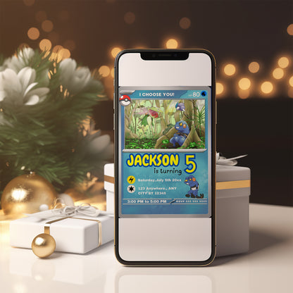 Croagunk Invitation Template | Pokemon Card Birthday Invite - CreativeRino