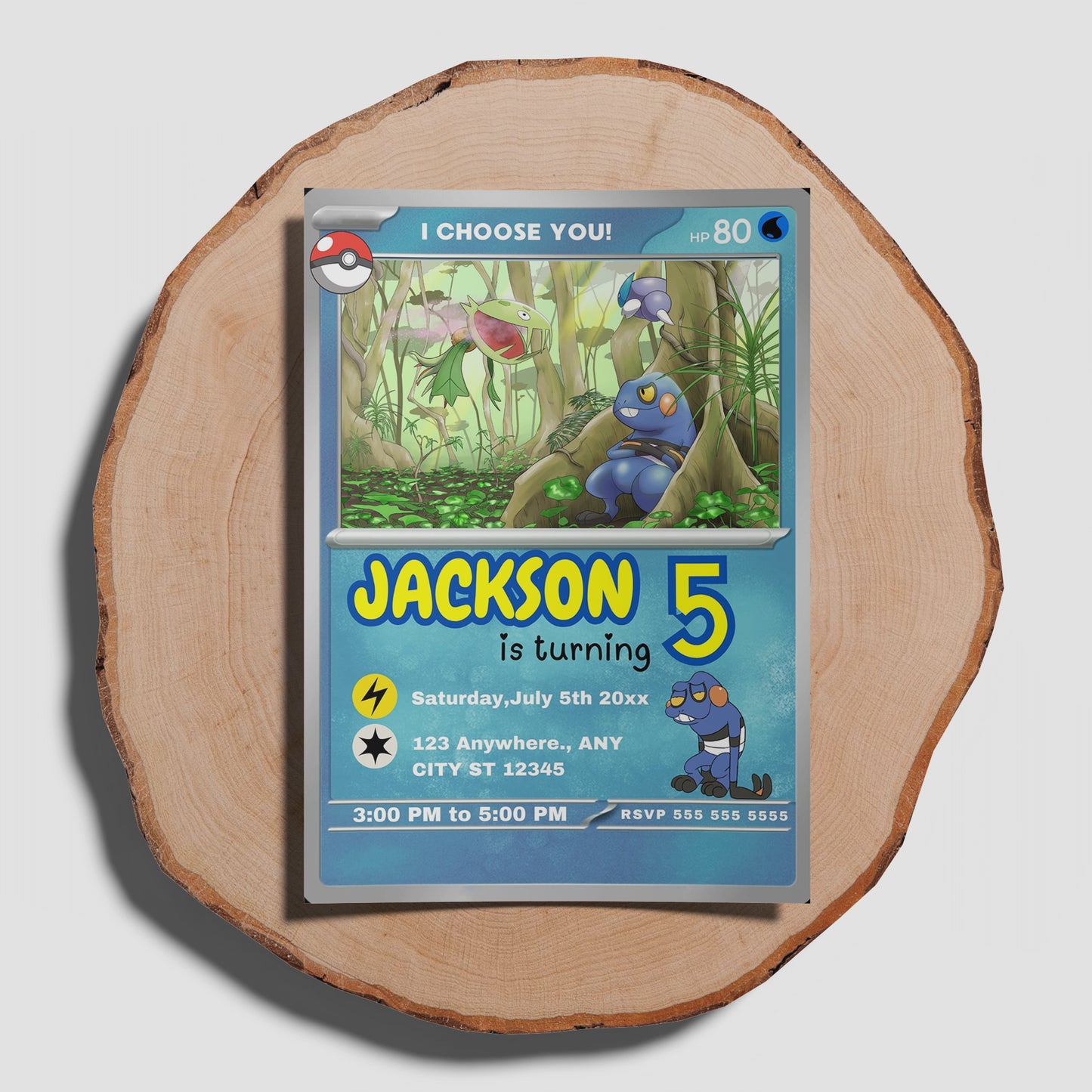 Croagunk Invitation Template | Pokemon Card Birthday Invite - CreativeRino