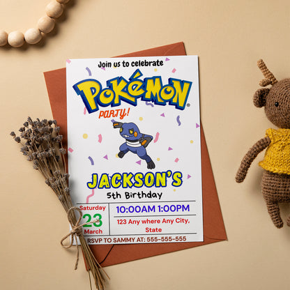 Croagunk Birthday Invitation Template | Pokemon Invite - CreativeRino
