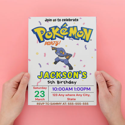 Croagunk Birthday Invitation Template | Pokemon Invite - CreativeRino