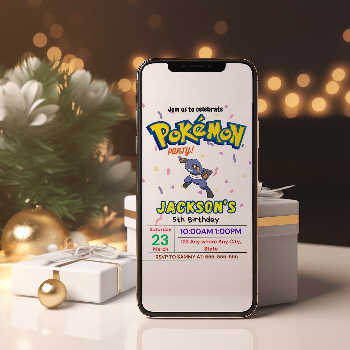 Croagunk Birthday Invitation Template | Pokemon Invite - CreativeRino