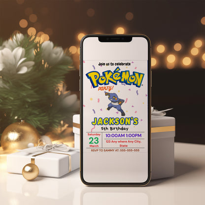 Croagunk Birthday Invitation Template | Pokemon Invite - CreativeRino