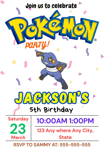 Croagunk Birthday Invitation Template | Pokemon Invite - CreativeRino