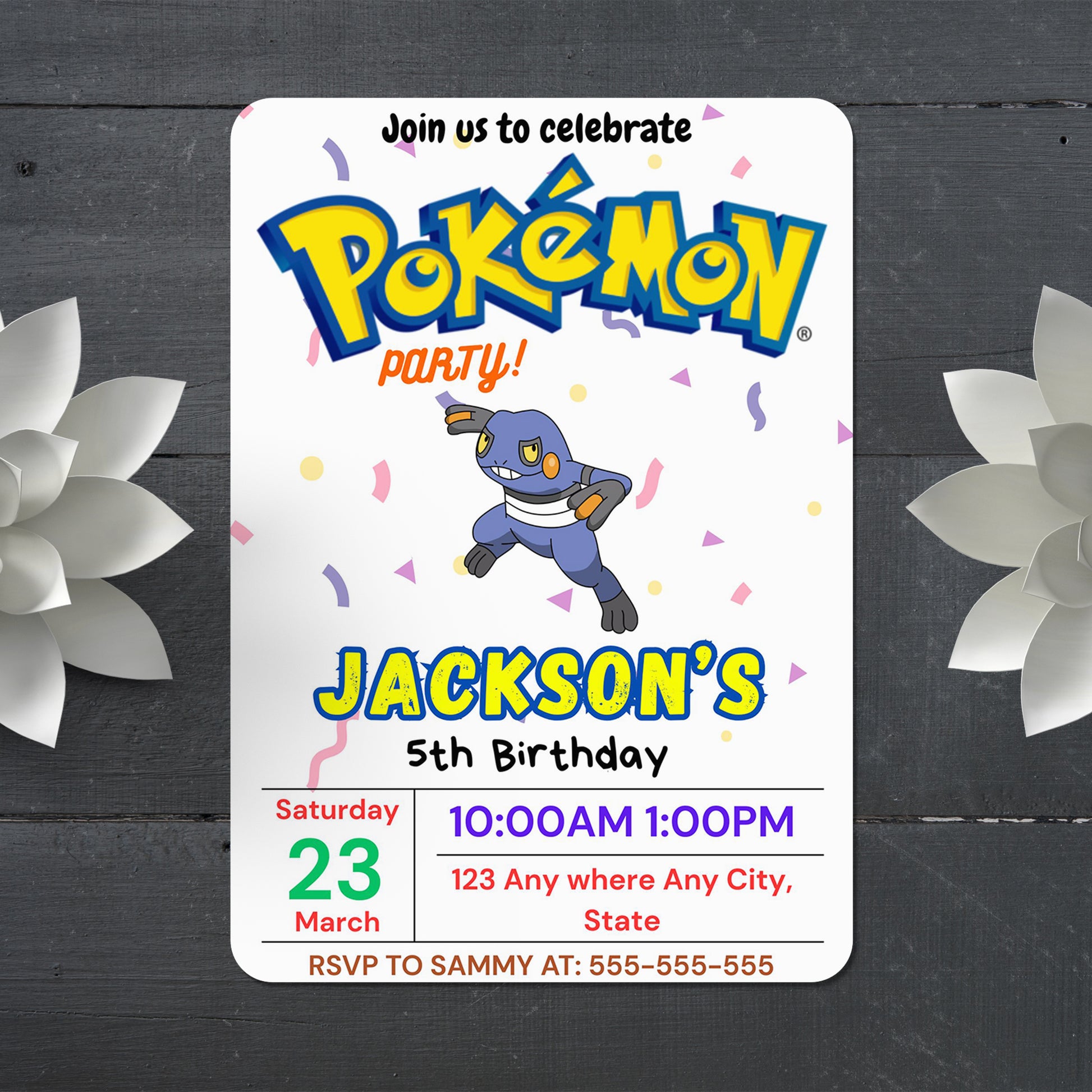 Croagunk Birthday Invitation Template | Pokemon Invite - CreativeRino