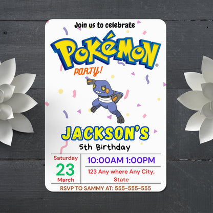 Croagunk Birthday Invitation Template | Pokemon Invite - CreativeRino