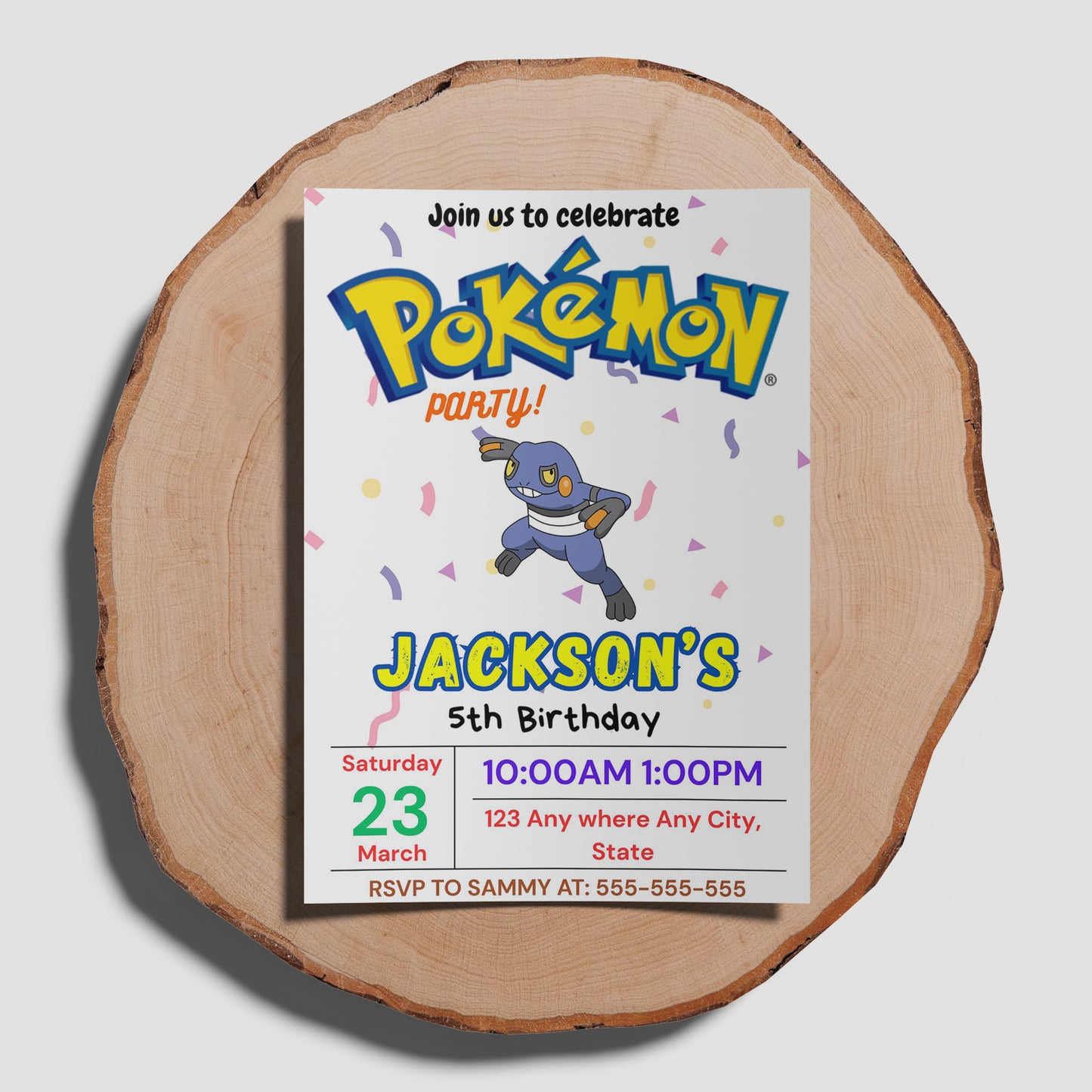 Croagunk Birthday Invitation Template | Pokemon Invite - CreativeRino