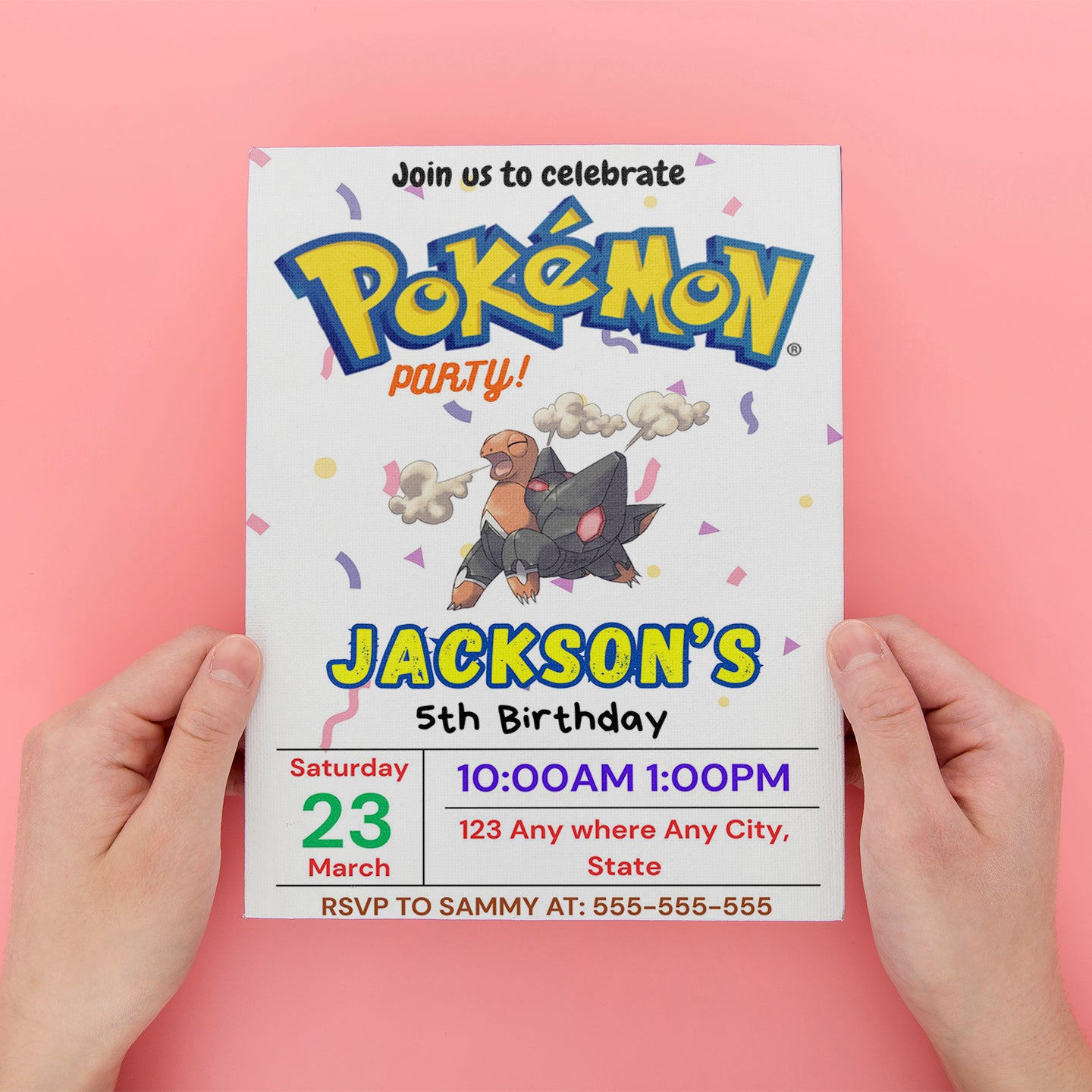Torkoal Birthday Invitation Template | Pokemon Invite - CreativeRino