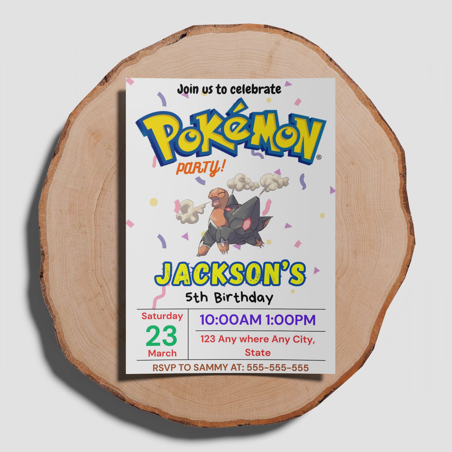 Torkoal Birthday Invitation Template | Pokemon Invite - CreativeRino