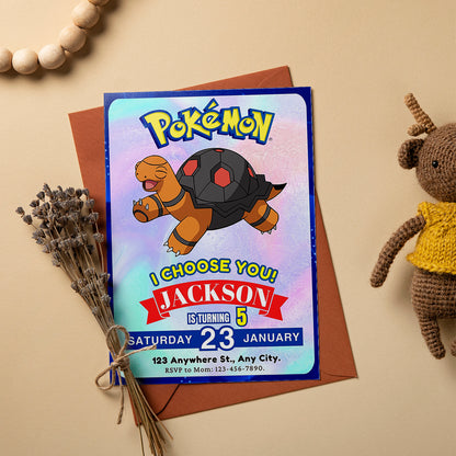 Torkoal Invitation Template | Pokemon Birthday Invite - CreativeRino
