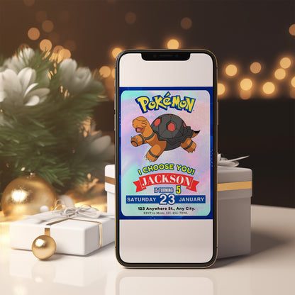 Torkoal Invitation Template | Pokemon Birthday Invite - CreativeRino