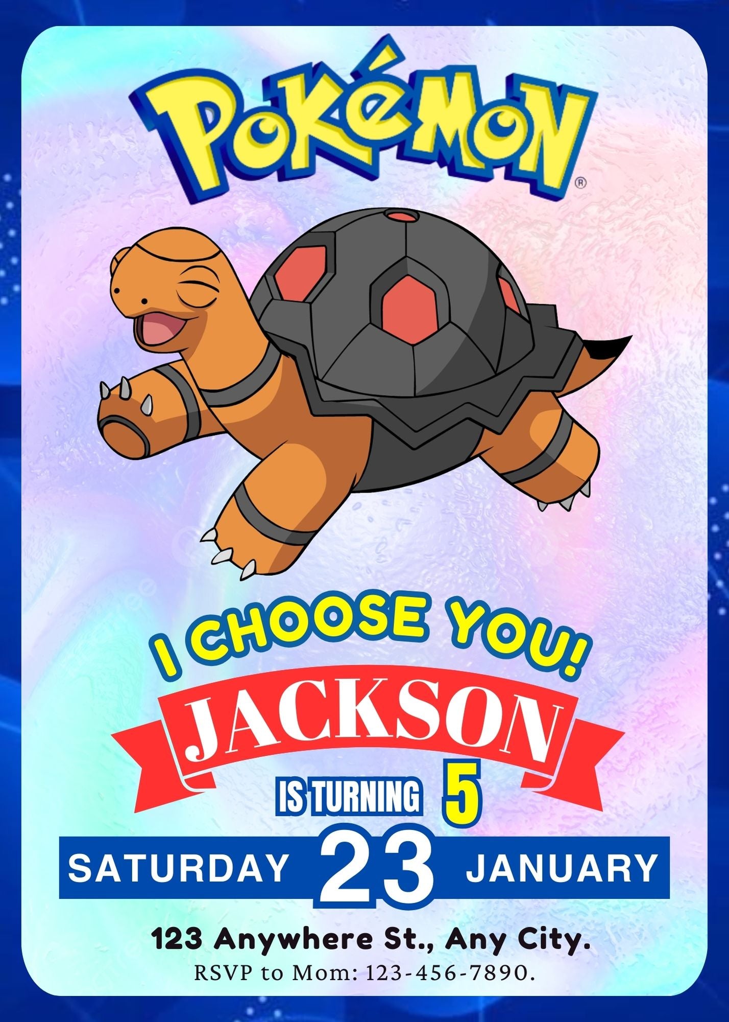 Torkoal Invitation Template | Pokemon Birthday Invite - CreativeRino