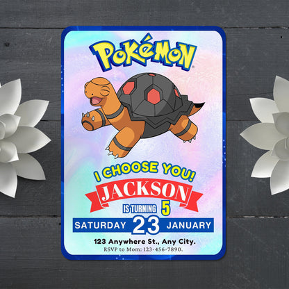 Torkoal Invitation Template | Pokemon Birthday Invite - CreativeRino